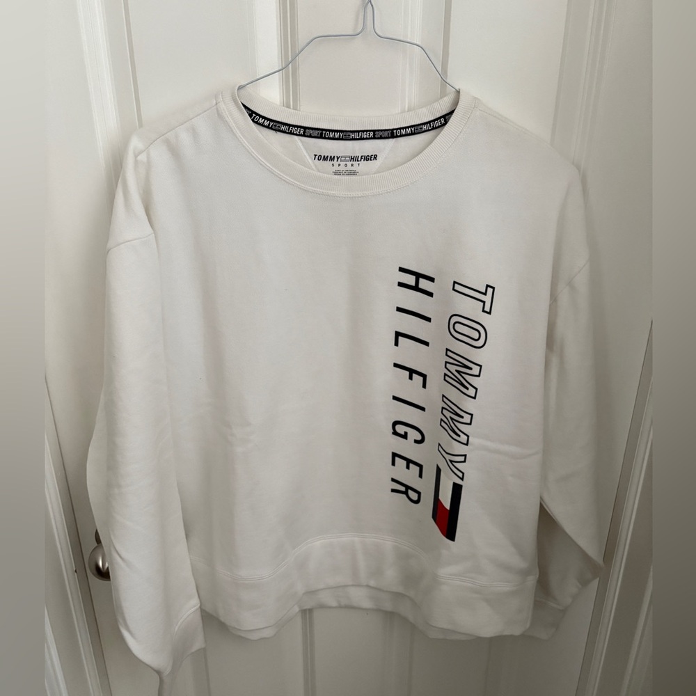 Tommy Hilfiger Sport Crewneck White Sweatshirt Women’s XL Sporty Chic Casual